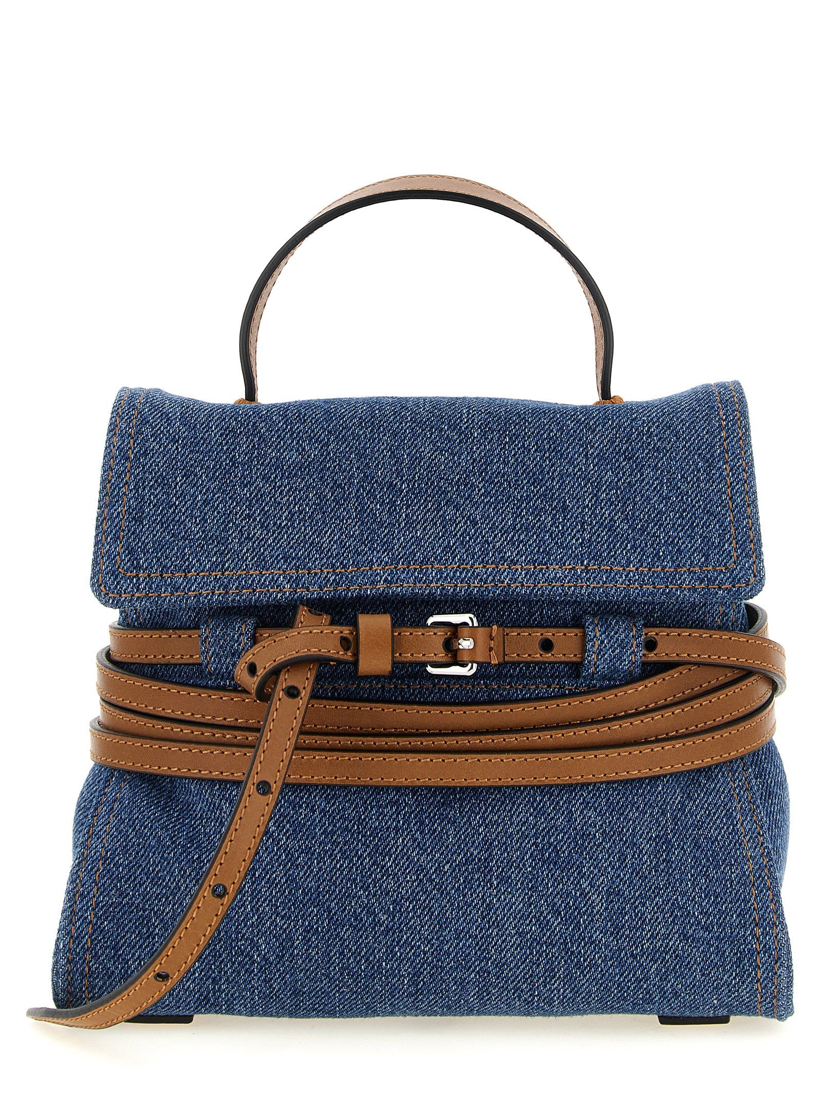 Moschino Tie Me Top Handle Bag — Blue
