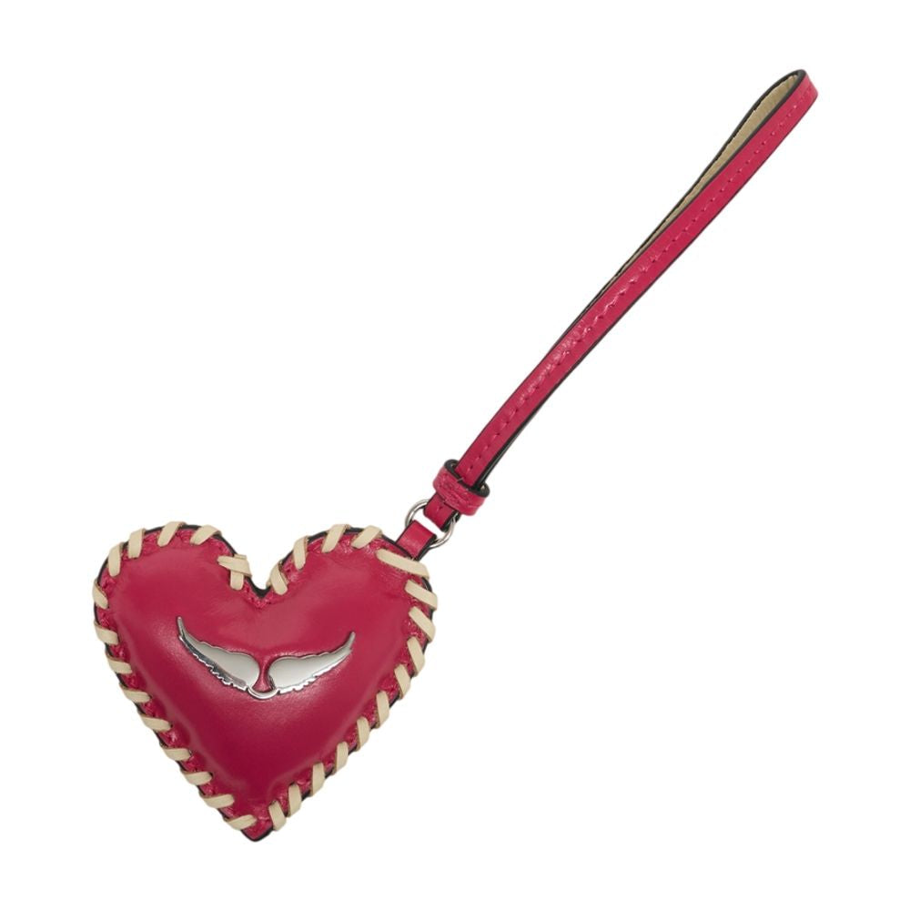 Zadig & Voltaire Heart-Shaped Leather Tag Keychain — Pink