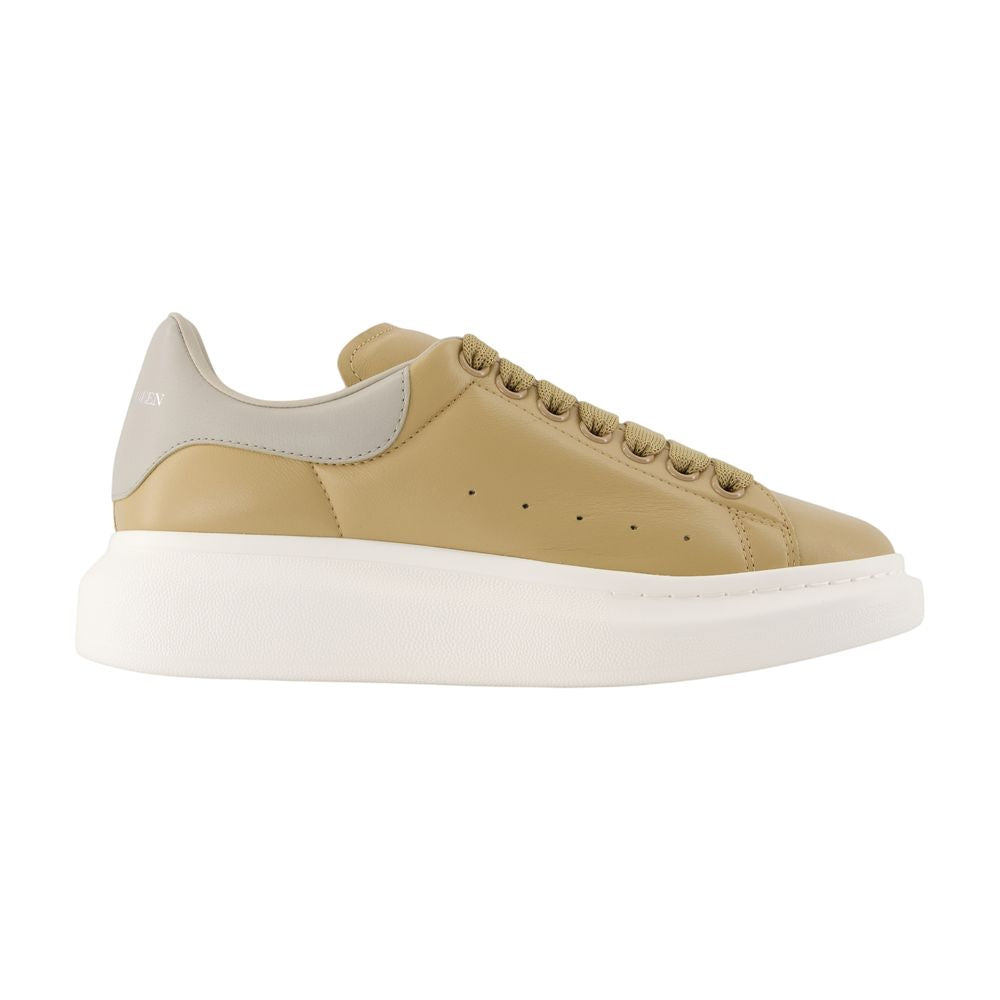 Alexander McQueen Oversized Calfskin Low-Top Sneaker — Beige