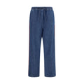 Valentino Garavani Wide-Leg Denim with Side Stripe Jeans — Blue
