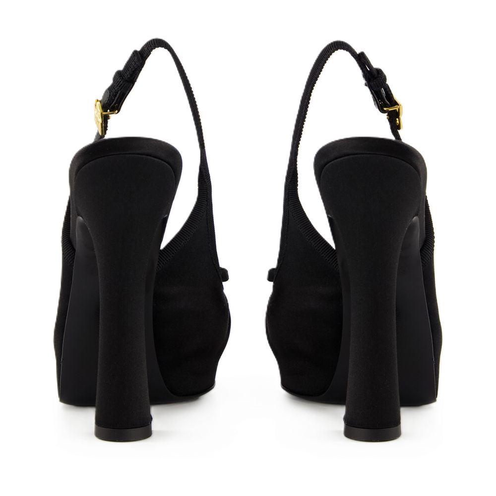 Dolce&Gabbana Satin Silk Slingback Pump — Black