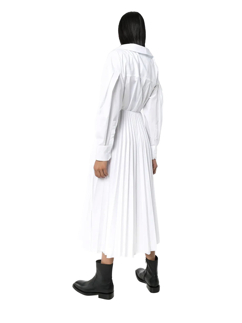 Valentino Wrap Pleated Shirt Dress — White