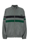 Miu Miu Striped Recycled Polyester Jacket — Gray