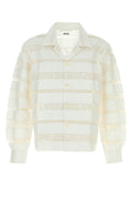 Bode Lace-Striped Cotton Shirt — Cream
