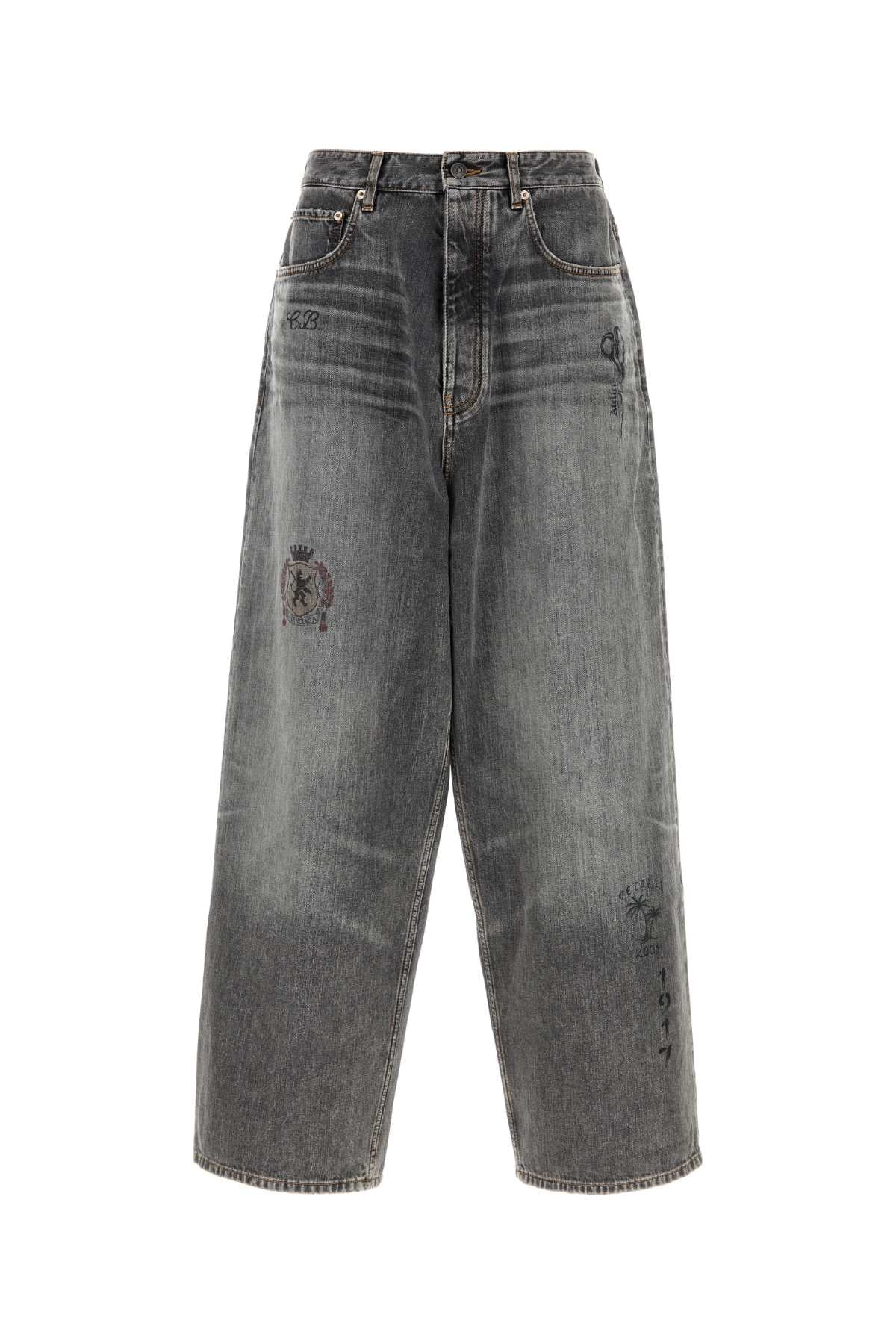 Balenciaga Distressed Cotton Jeans — Gray