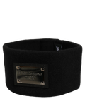 Dolce & Gabbana Cashmere Logo Plaque Headband — Black