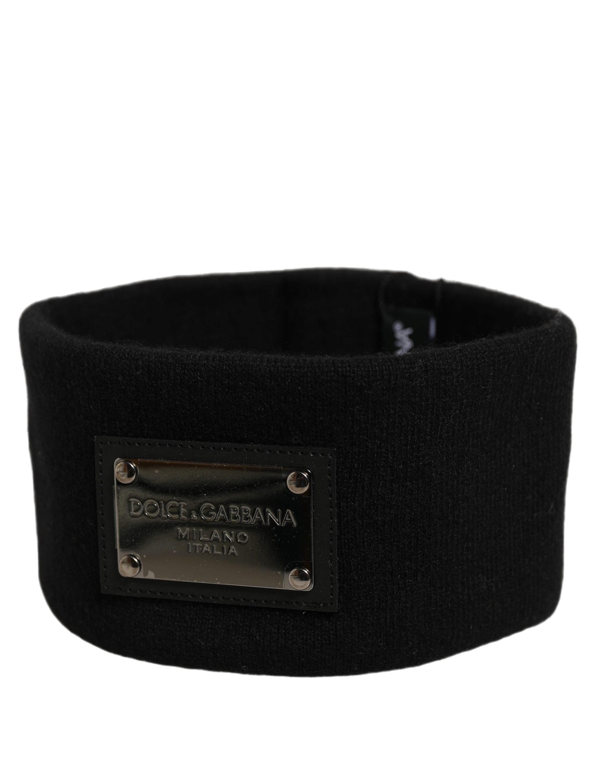 Dolce & Gabbana Cashmere Logo Plaque Headband — Black