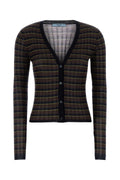 Prada Striped Cashmere-Silk Knit Cardigan — Navy
