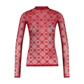 Marine Serre Flock Monogram Mesh Blouse — Red
