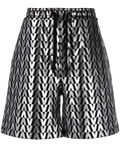 Valentino Monogram High-Shine Shorts — Black