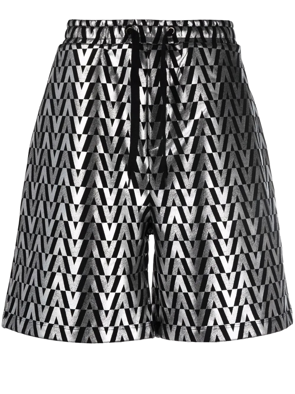 Valentino Monogram High-Shine Shorts — Black