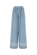 Ermanno Scervino Embroidered Silk Trousers — Blue