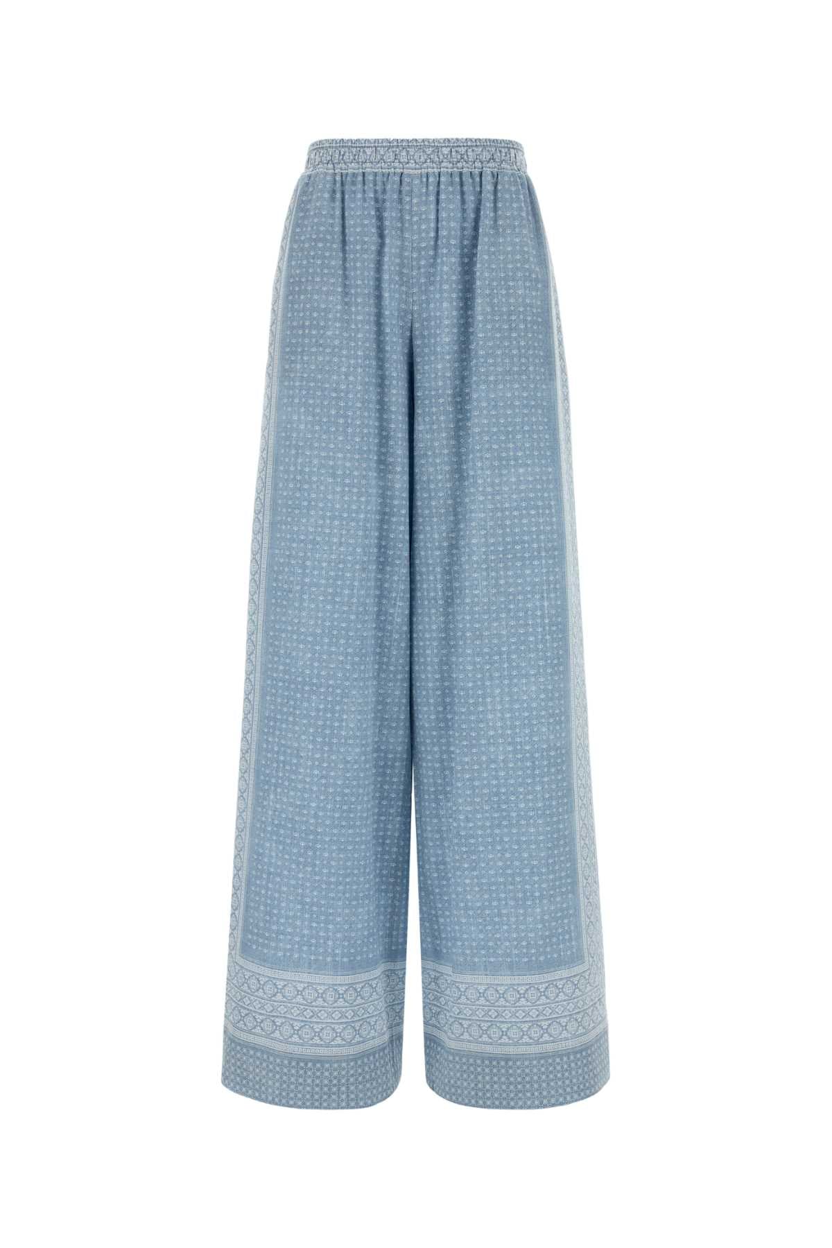Ermanno Scervino Embroidered Silk Trousers — Blue