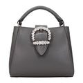 Jimmy Choo Crystal-Embellished Leather Top Handle Bag — Gray