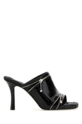 Burberry Zip-Detailed Leather Mule Sandal — Black