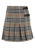 Burberry Tartan Wool Skirt — Beige