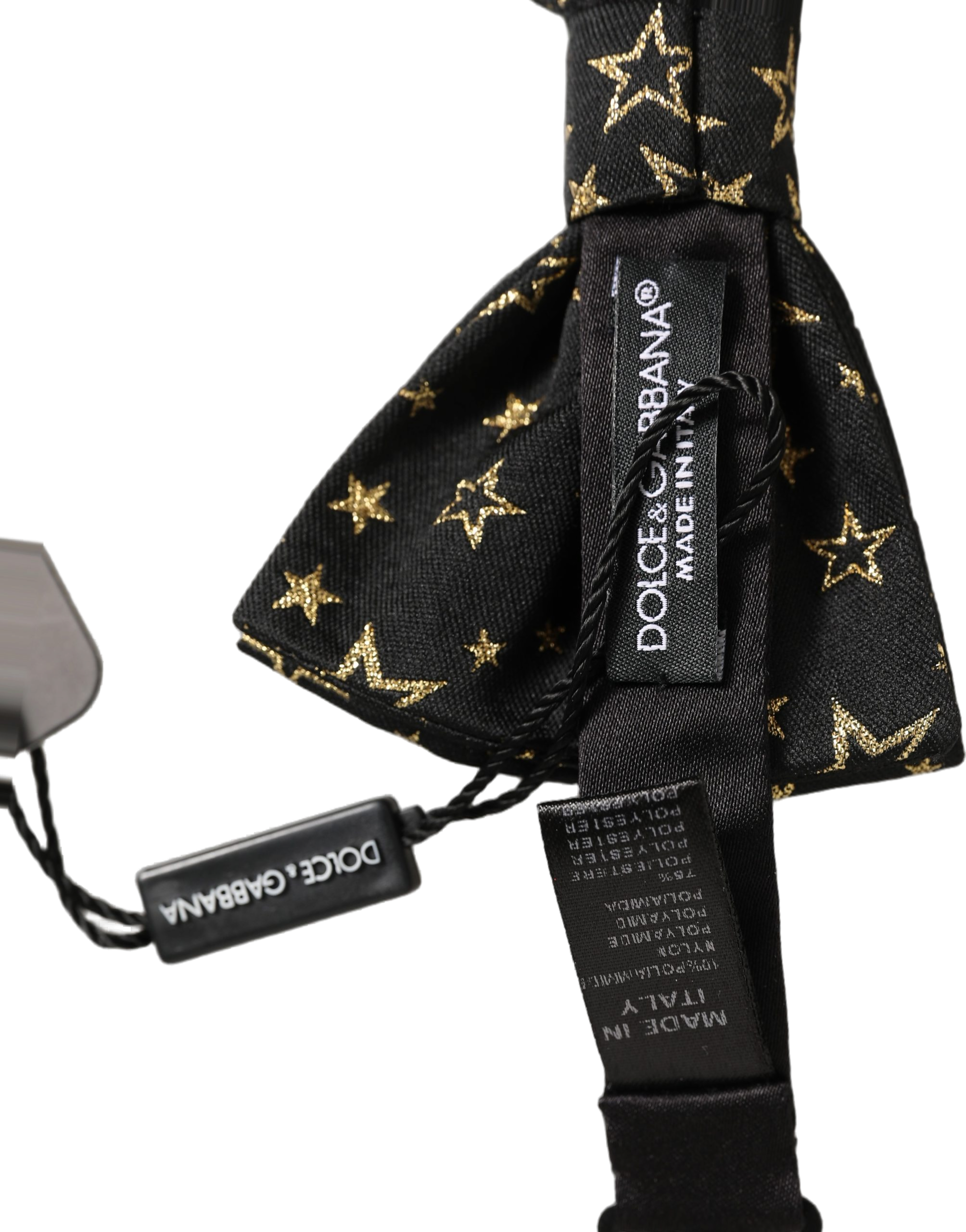 Dolce & Gabbana Star-Patterned Silk Bow Tie — Black
