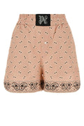 Palm Angels Linen-Cotton with Eyelet Embroidery Bermuda Shorts — Pink