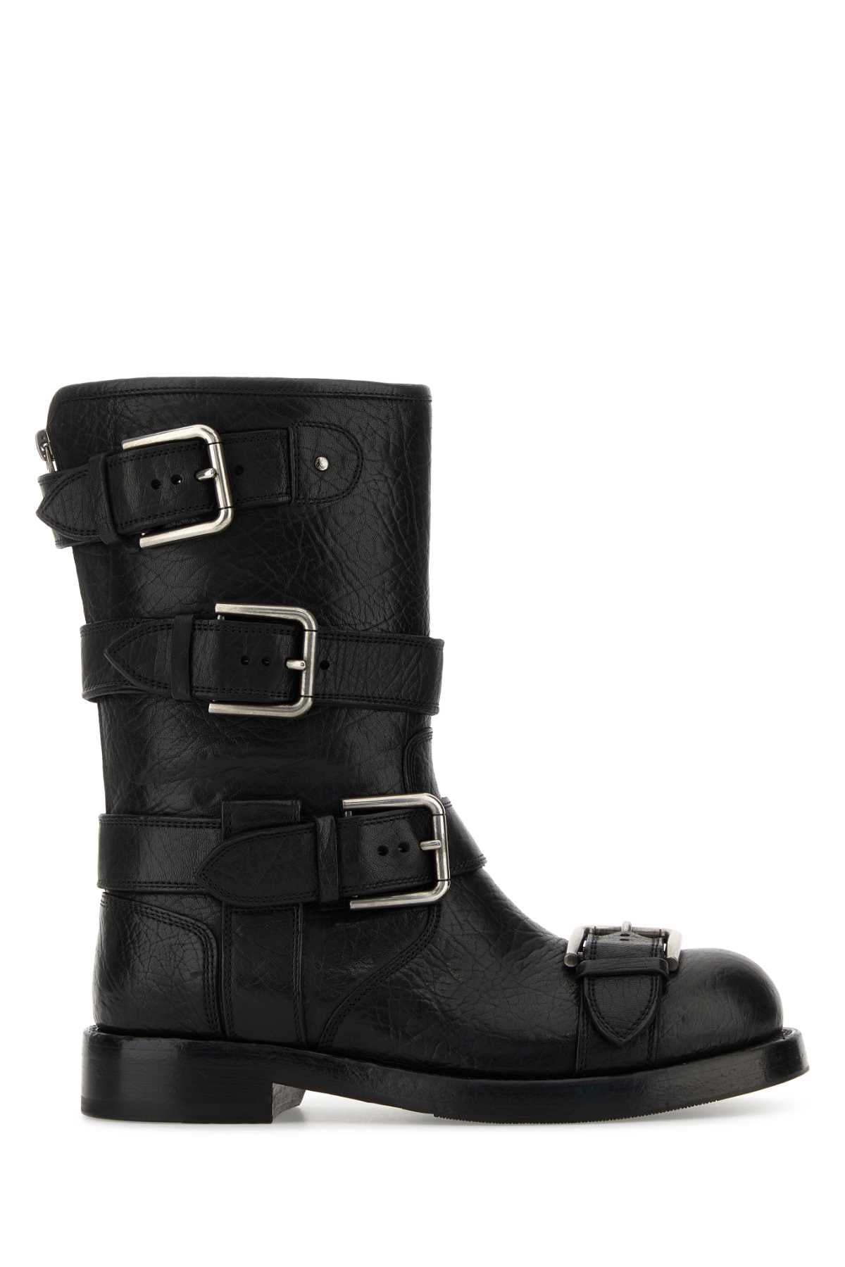 Dolce & Gabbana Multi-Buckle Leather Boot — Black