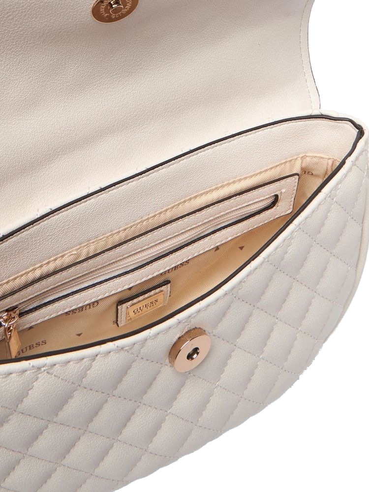 Guess Bolso bandolera de poliuretano acolchado — Blanco