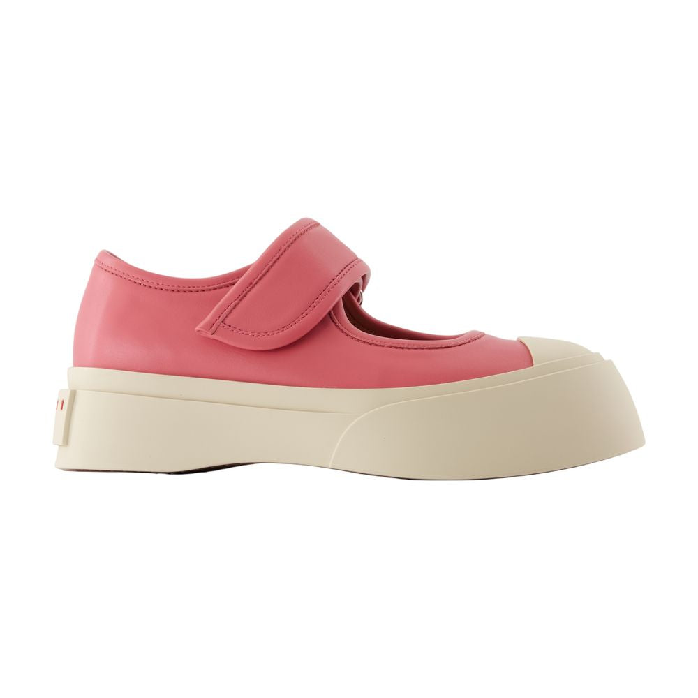 Marni Calfskin Leather Mary Jane Flat — Pink