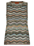 Missoni Metallic Chevron Knit Tank Top — Multicolor