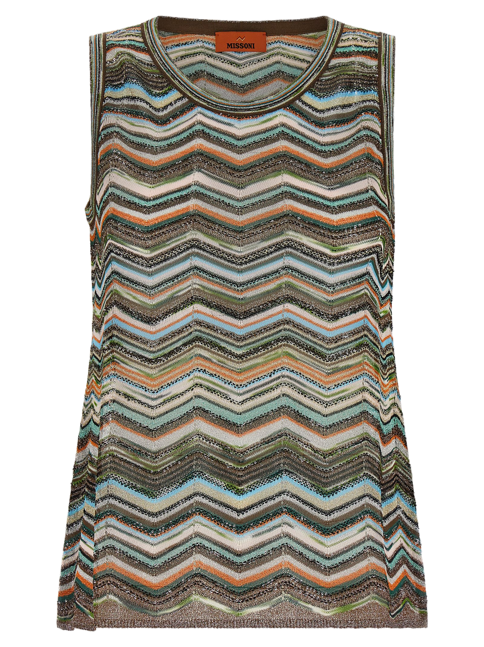 Missoni Metallic Chevron Knit Tank Top — Multicolor
