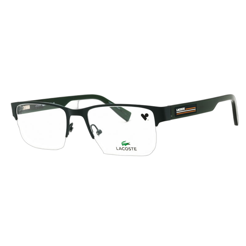 Lacoste L2299N301 Rectangle Semi-Rim Metal Eyeglasses — Green