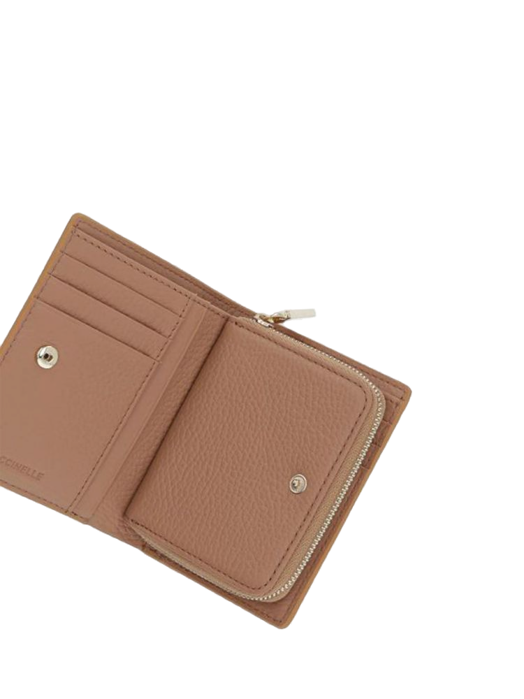 Coccinelle Grained Leather Wallet — Beige