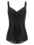 Dolce & Gabbana Lace-Panelled Satin Bodysuit — Black