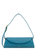 Jil Sander Curved Leather Shoulder Bag — Blue