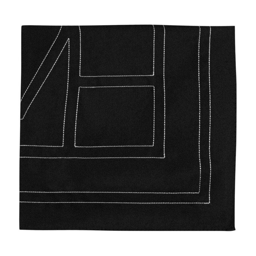 Toteme Embroidered Monogram Silk Scarf — Black