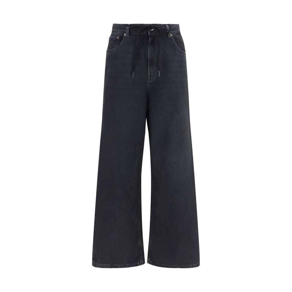 MM6 Maison Margiela Drawstring Denim Jeans — Black