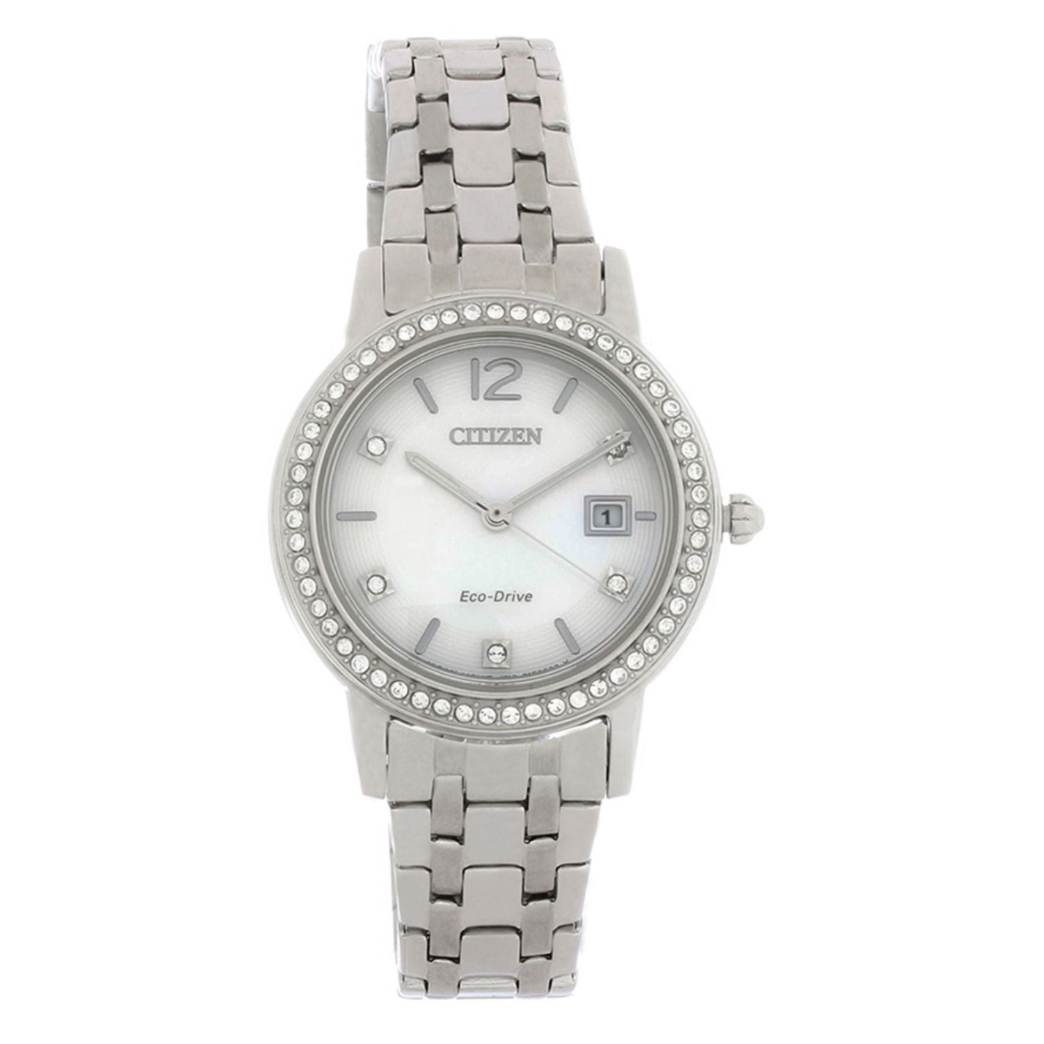 Citizen Crystal-Set Stainless Steel Watch — Silver