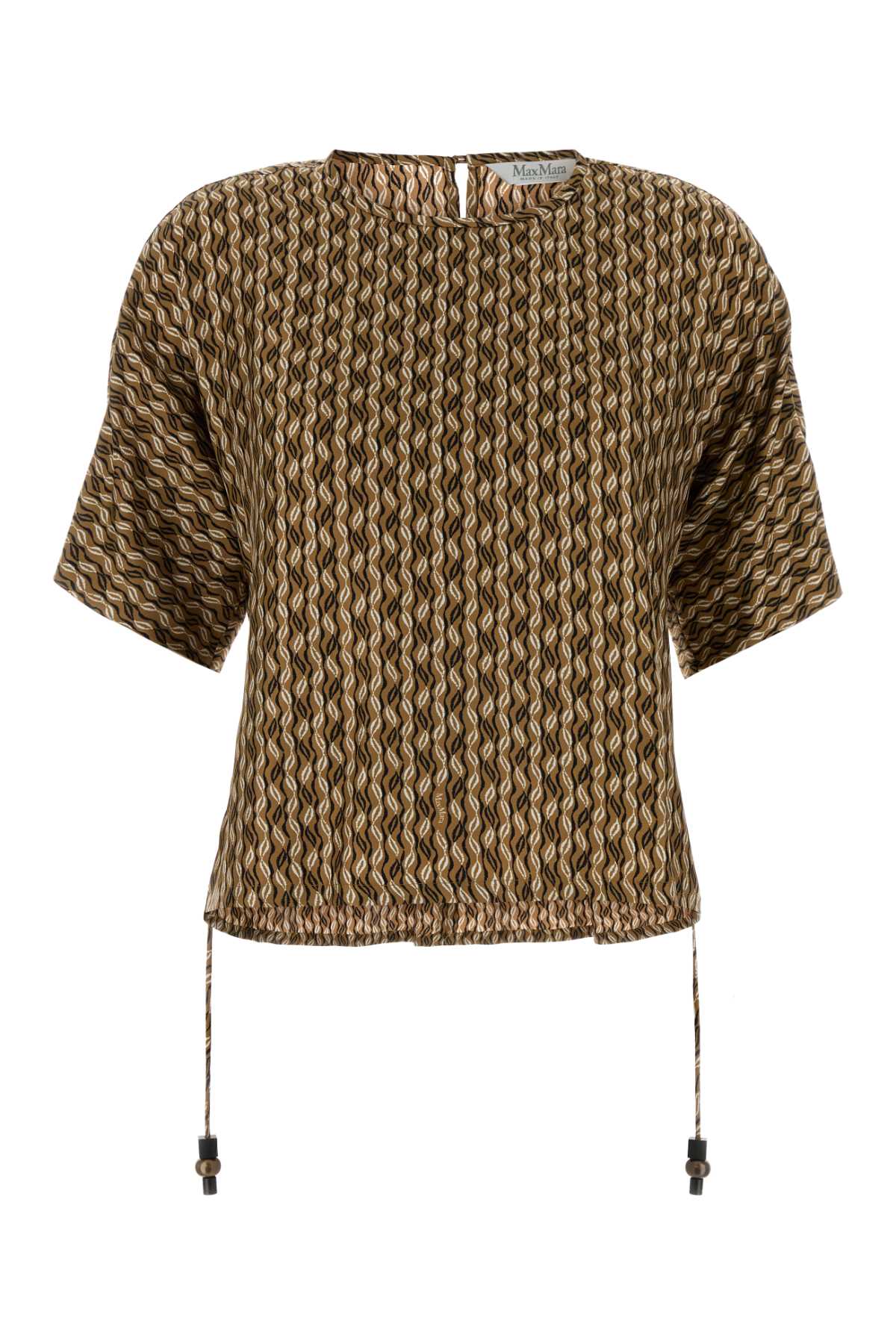 Max Mara Silk Chevron-Jacquard Jacket — Beige