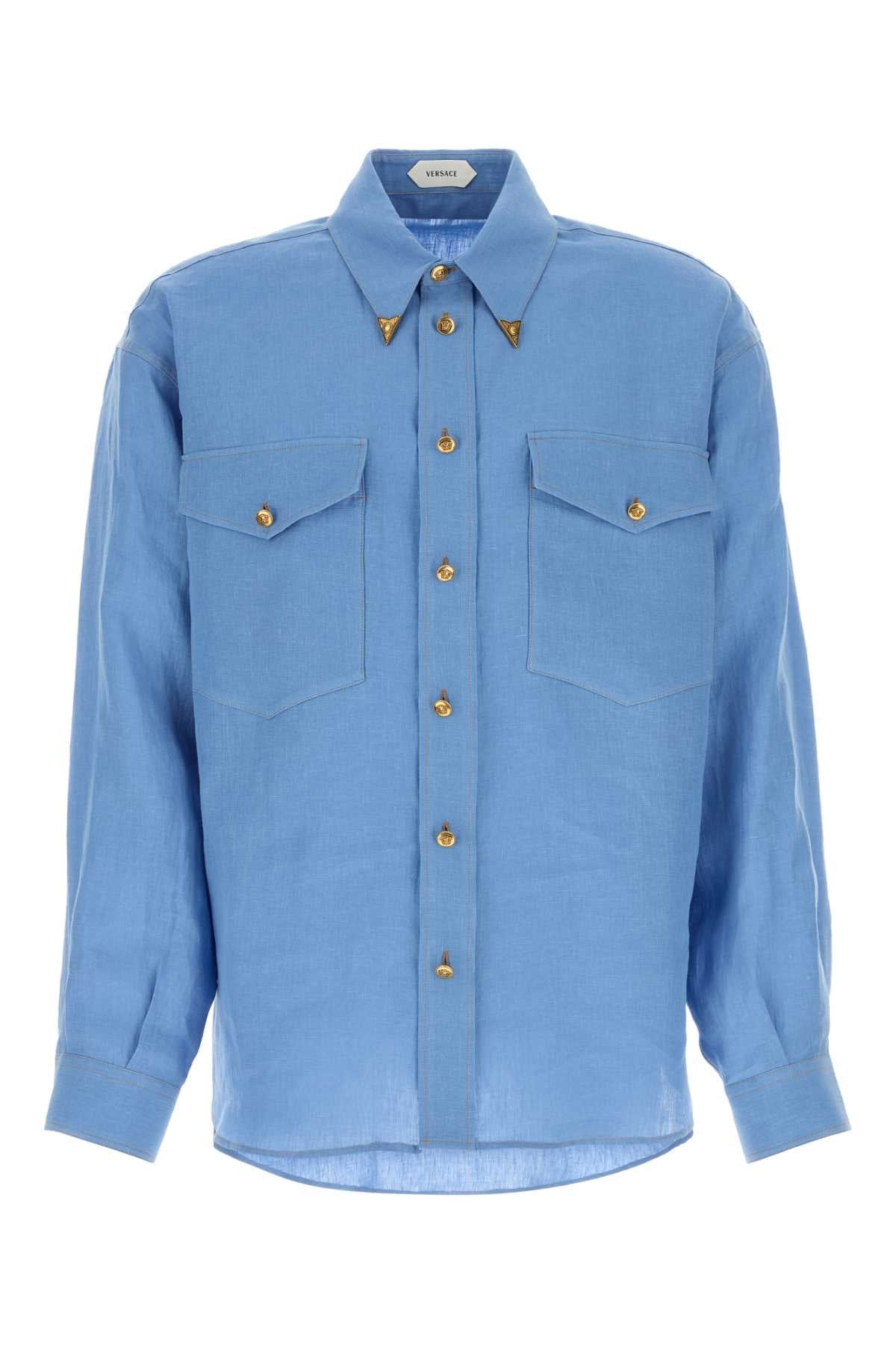 Camisa de lino Versace — Azul