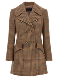 Etro Double-Breasted Wool Prince of Wales Coat — Brown