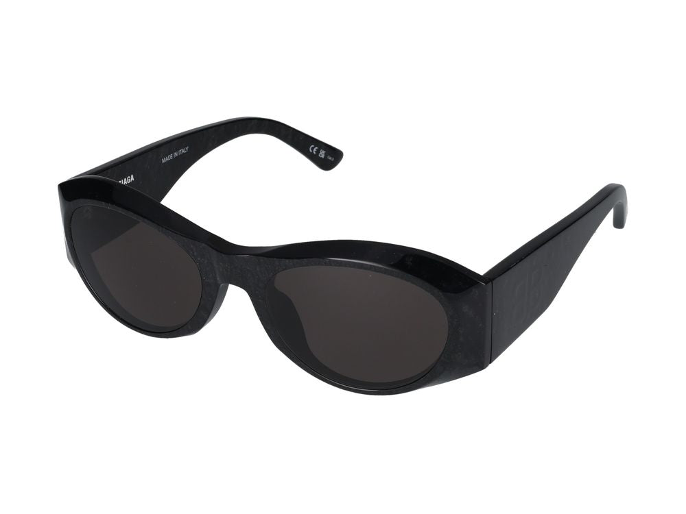 Balenciaga BB0396SK Acetate Oval Sunglasses — Black