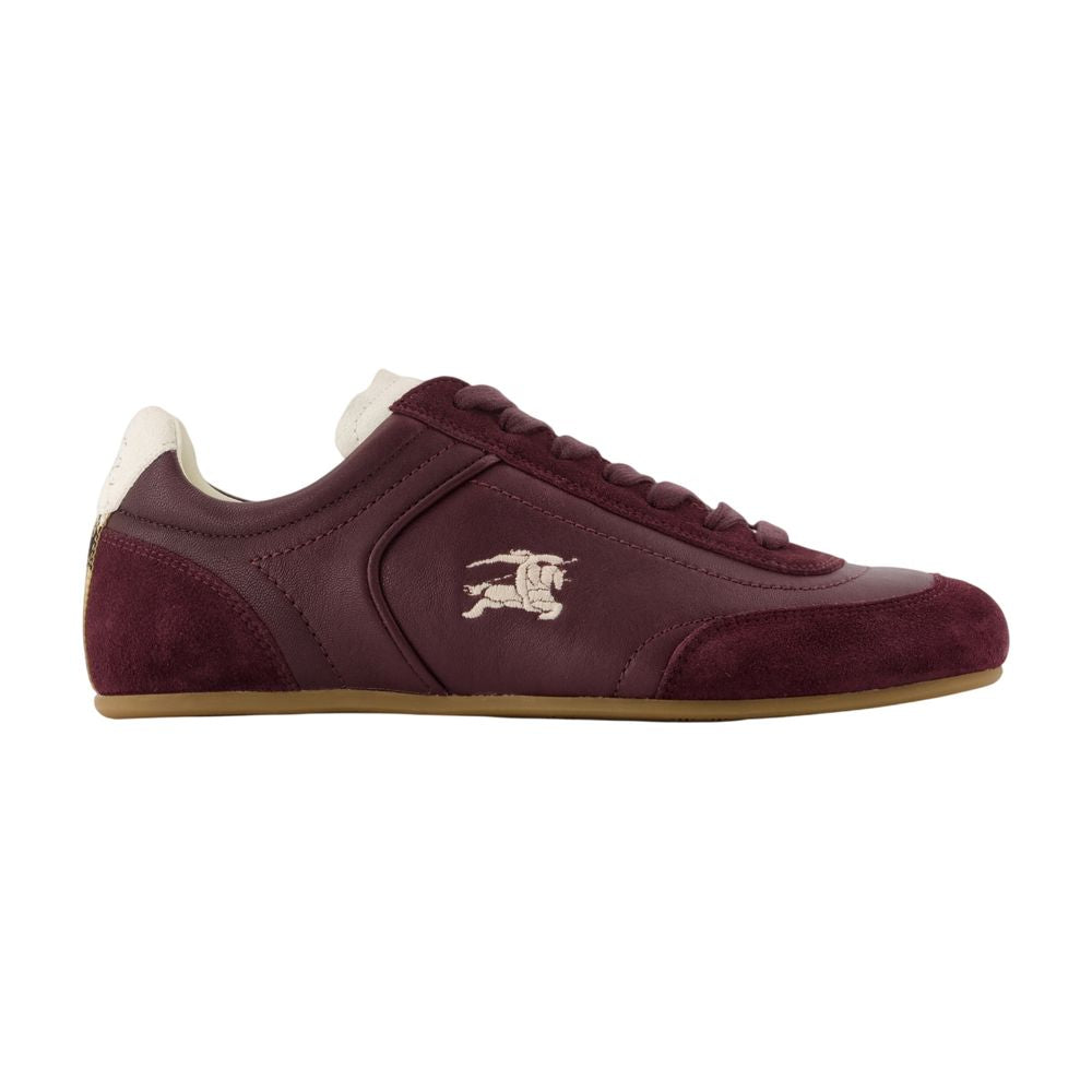 Burberry Leather Logo-Patch Sneaker — Burgundy