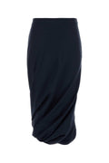 Balenciaga Draped Wool Skirt — Navy