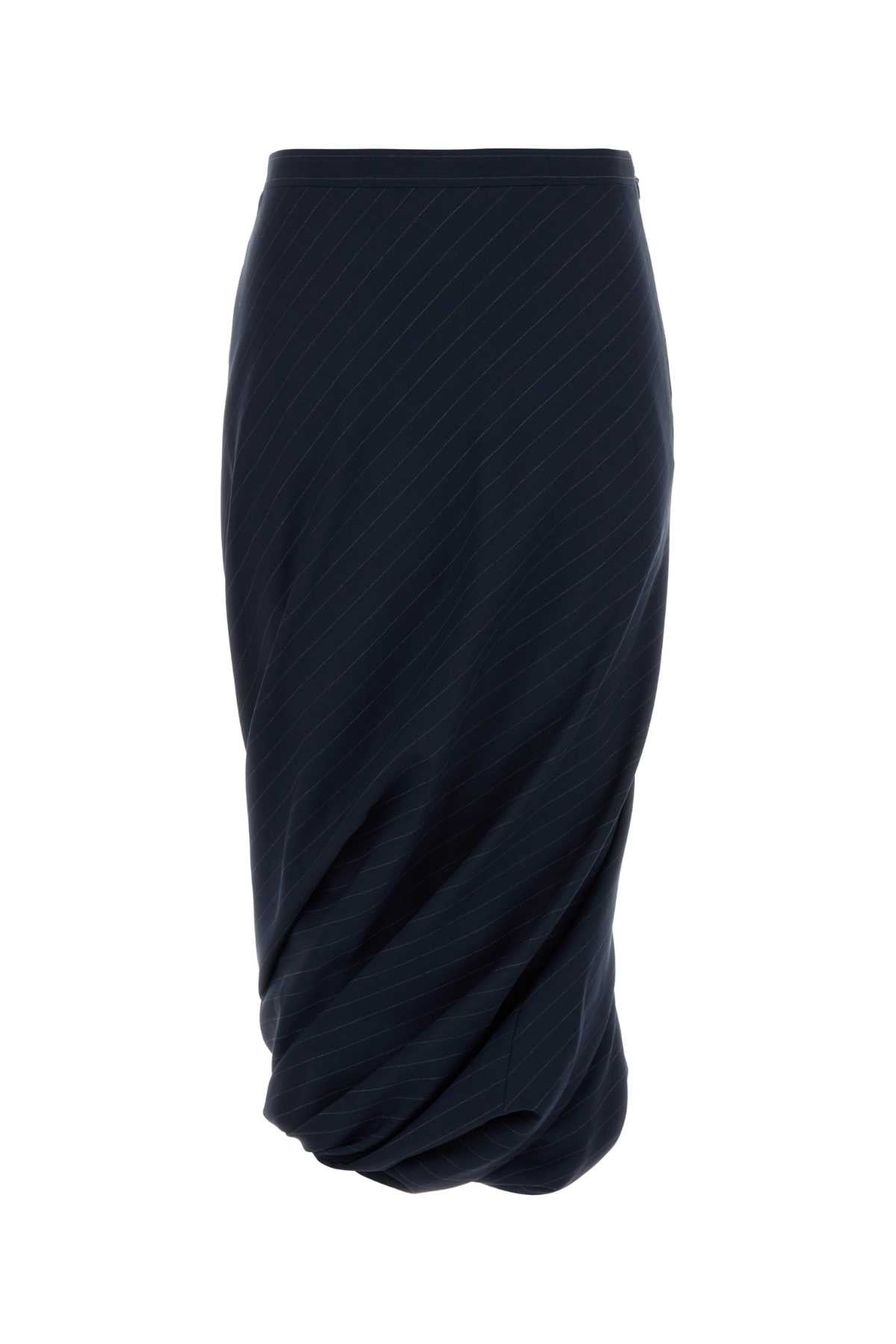 Balenciaga Draped Wool Skirt — Navy