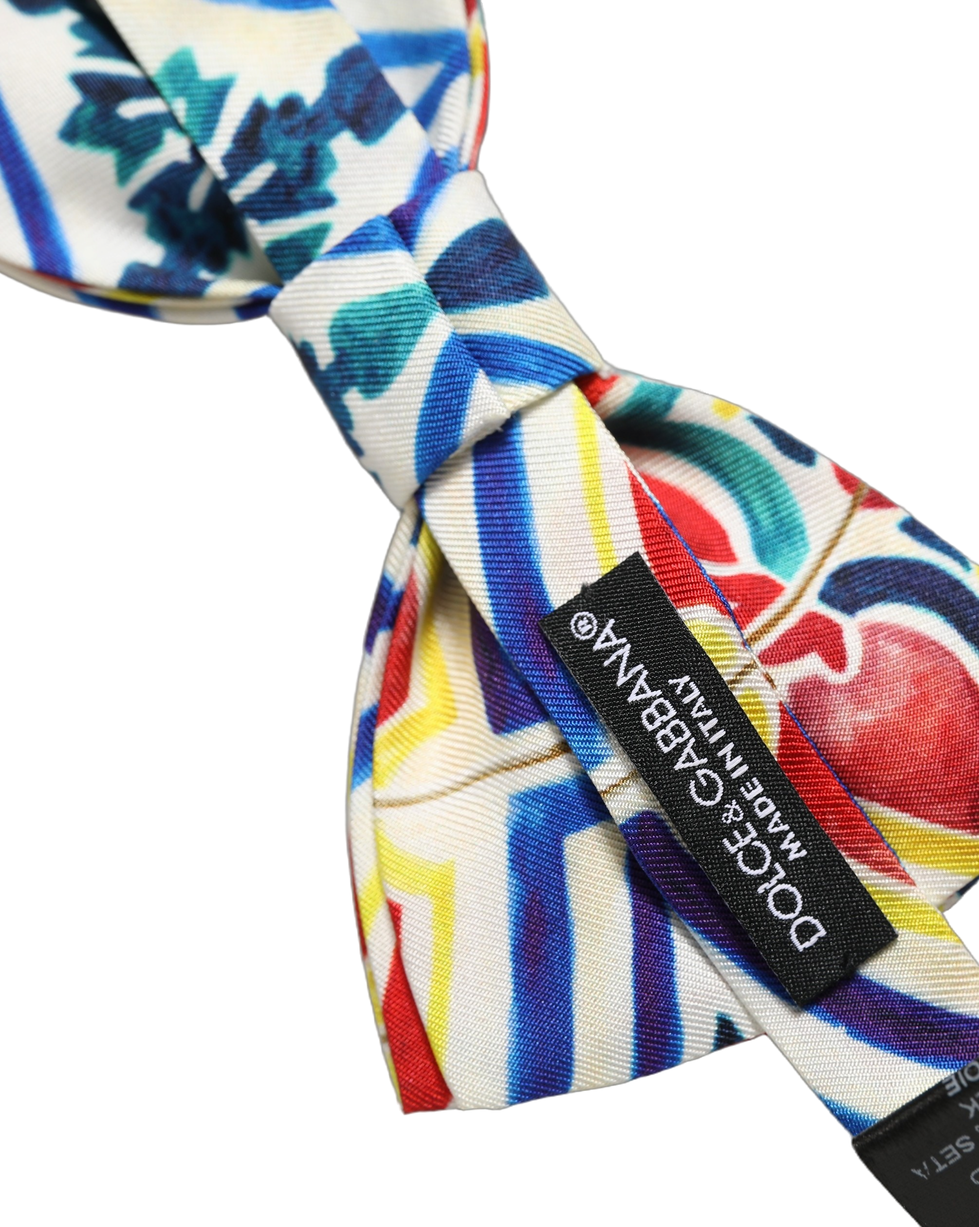 Dolce & Gabbana Majolica-Print Silk Bow Tie — Multicolor