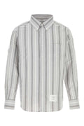 Thom Browne Striped Cotton Shirt — Gray