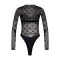 Marine Serre Moonogram Mesh Flock Bodysuit — Black