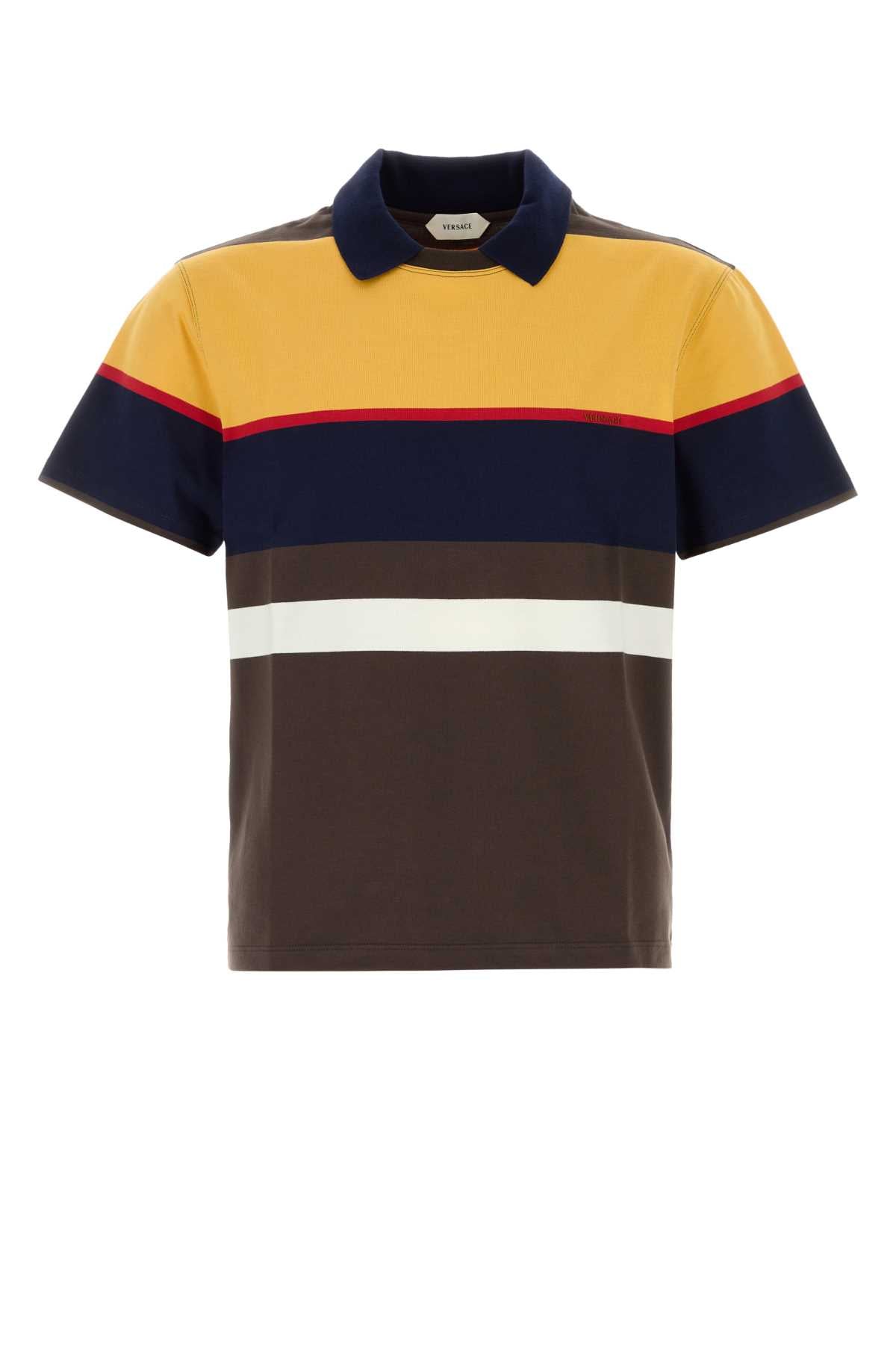 Versace Color-Block Cotton Polo — Yellow