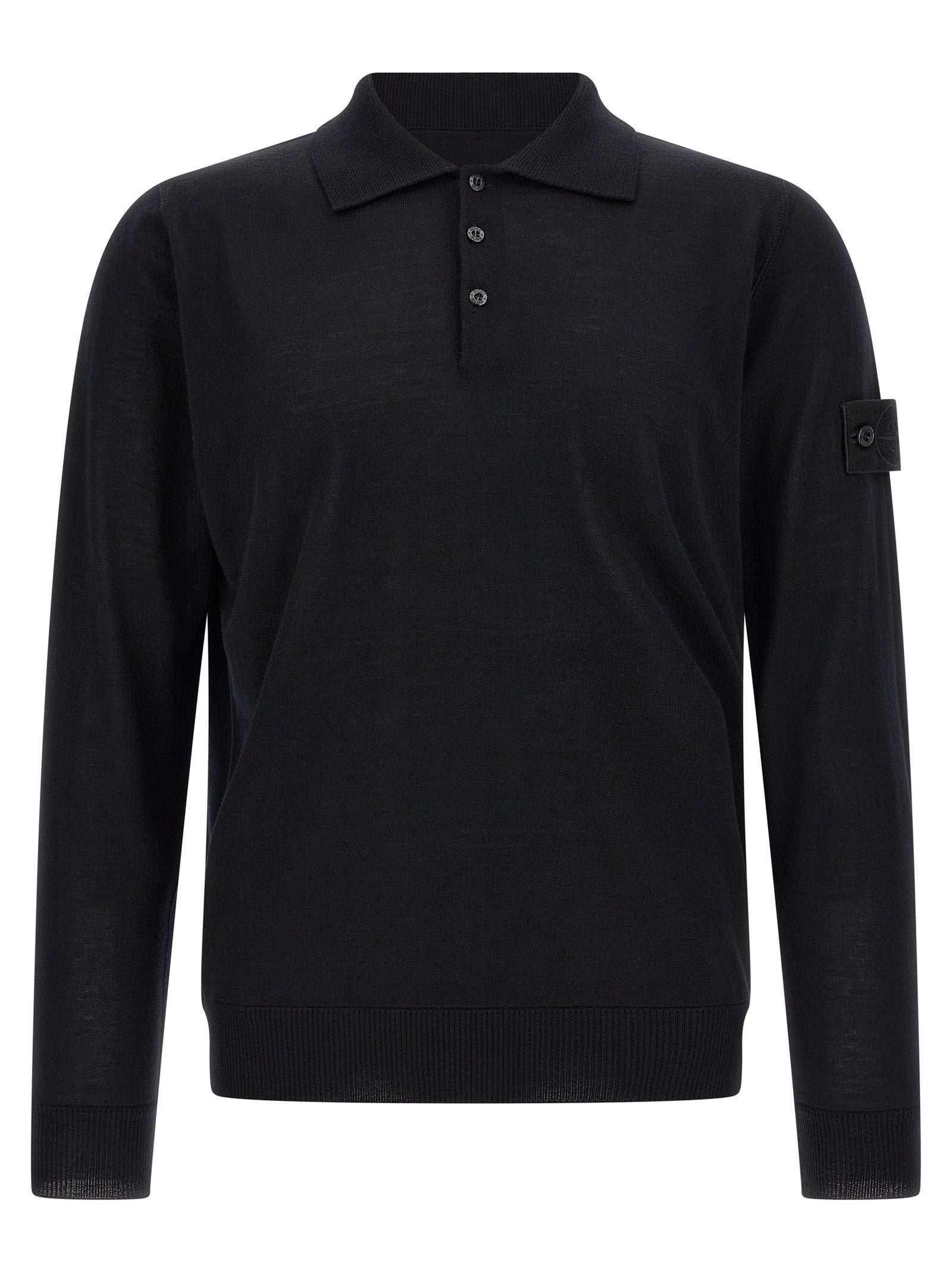Stone Island Virgin Wool Polo — Black