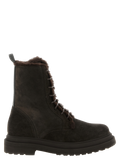 Brunello Cucinelli Shearling-Lined Lace-Up Boot — Brown