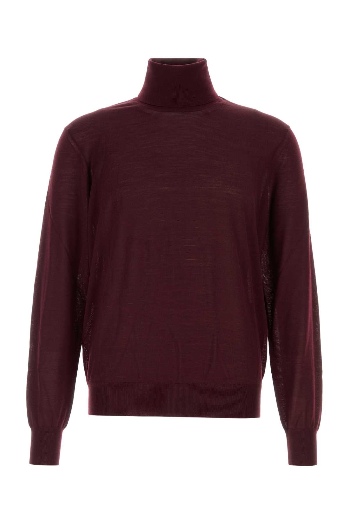 Saint Laurent Wool Turtleneck Sweater — Burgundy