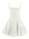 Giovanni Bedin Pleated Cotton Poplin Dress — White