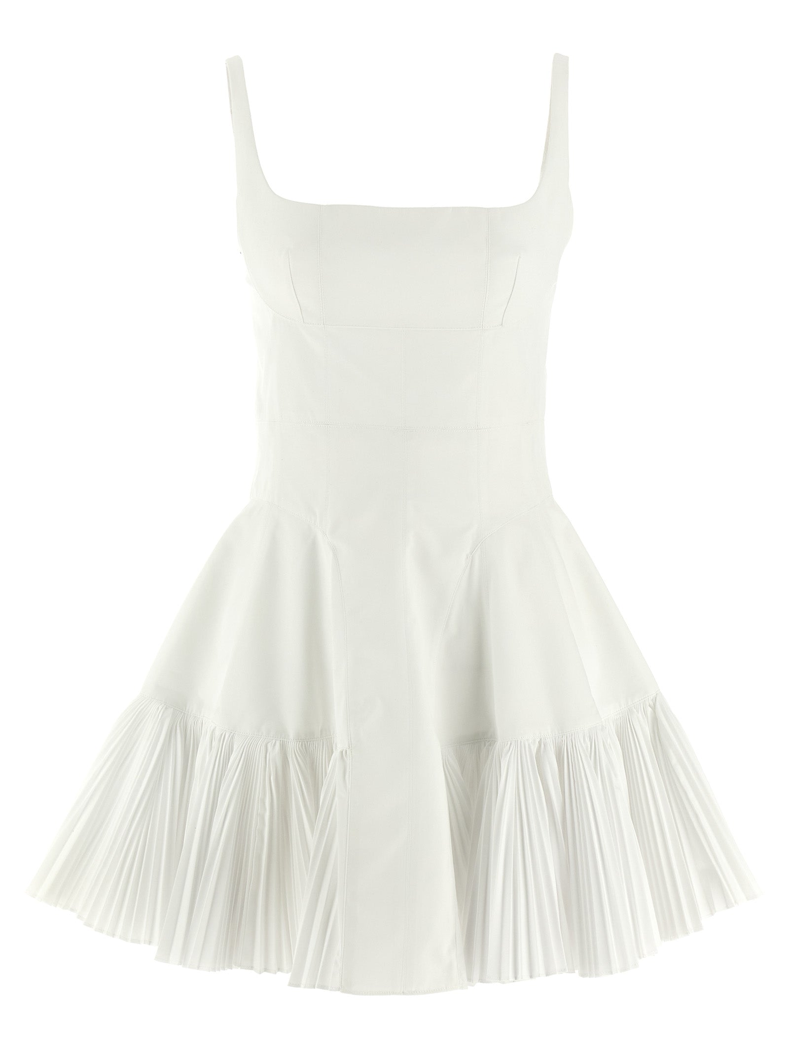 Giovanni Bedin Pleated Cotton Poplin Dress — White